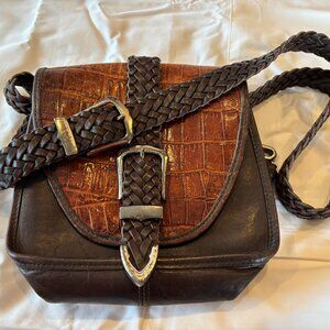 Vintage Brighton Brown Leather Cross Body Saddle Bag